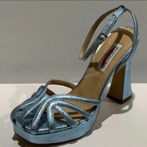 Spaziomoda Bologna Turquoise Leather Sandals Women's Size 6.5